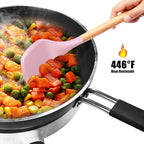 12 Pcs Silicone Cooking Utensils Kitchen Utensil Set | Heat Resistant Kitchen Non toxic Spatula Set with Turner Tongs,Spoon,Brush,Whisk-Wooden Handle(Random color)