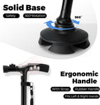 Portable Folding Walking Stick with Led Light &amp; Aluminium Handle For Adults or old Peoples Black