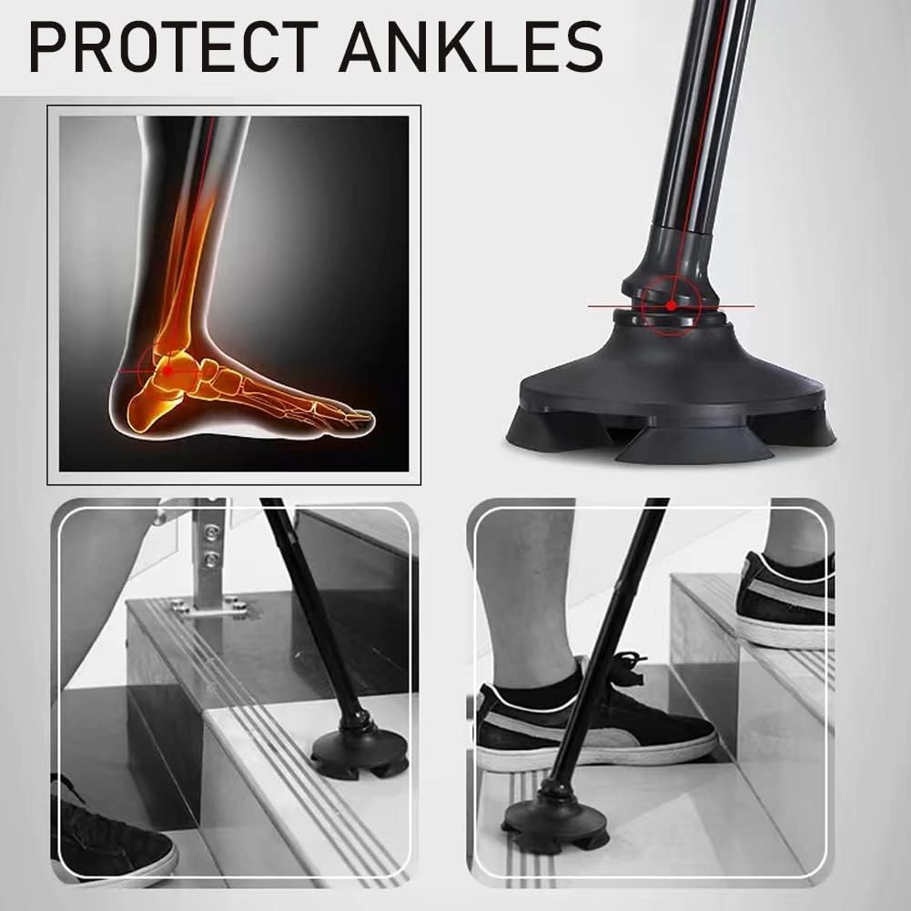 Portable Folding Walking Stick with Led Light &amp; Aluminium Handle For Adults or old Peoples Black