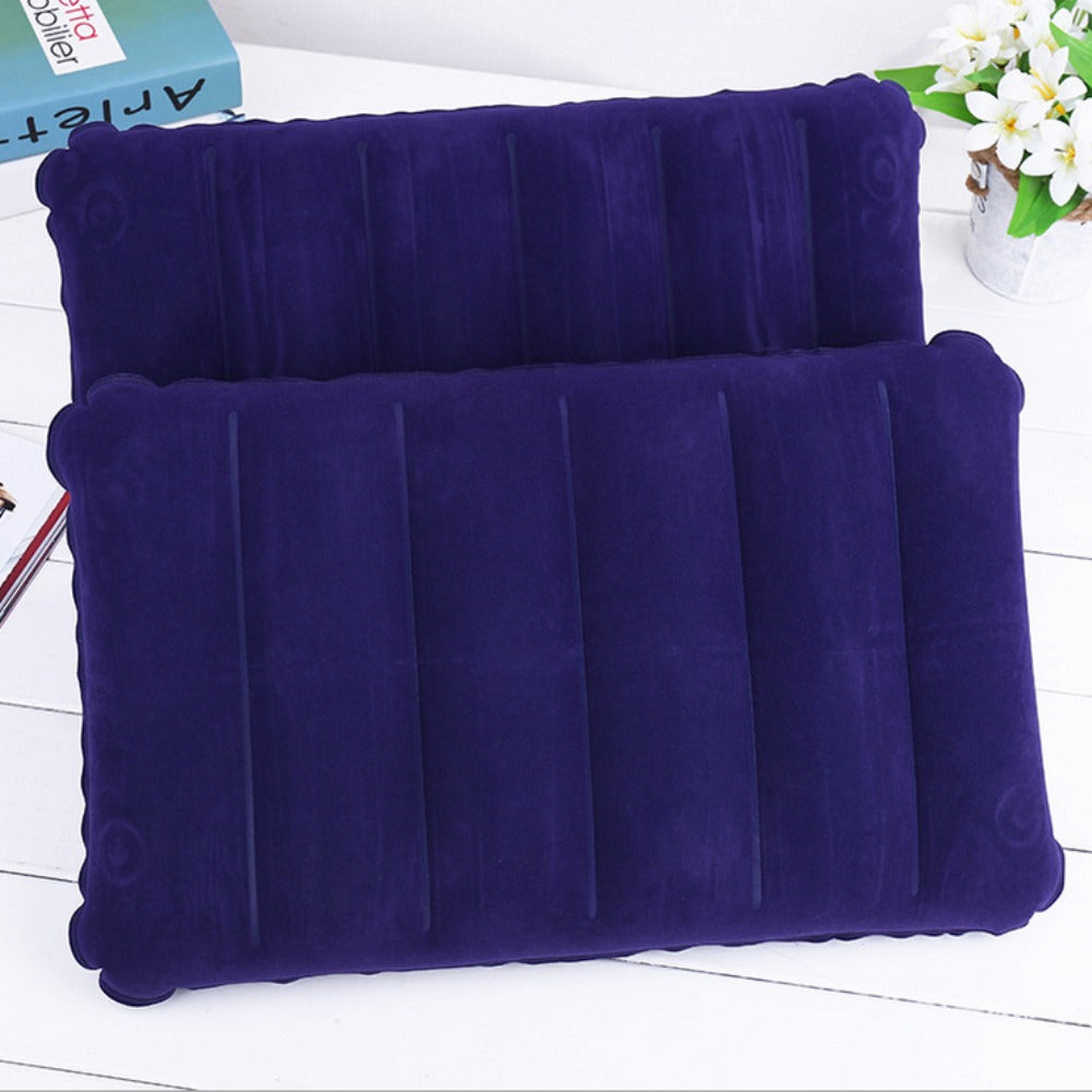 Inflatable Flocked Velvet Camping Sleeping Travel Pillow