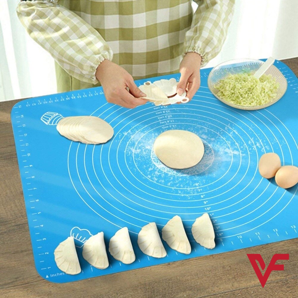 Big Size Silicone Baking Roti Mat With Measurements Heat Resistant Cookie Sheet Oven Liner | Non Stick Flour Rolling Mat | Baking Mat Kneading Dough Pad (Random Color)