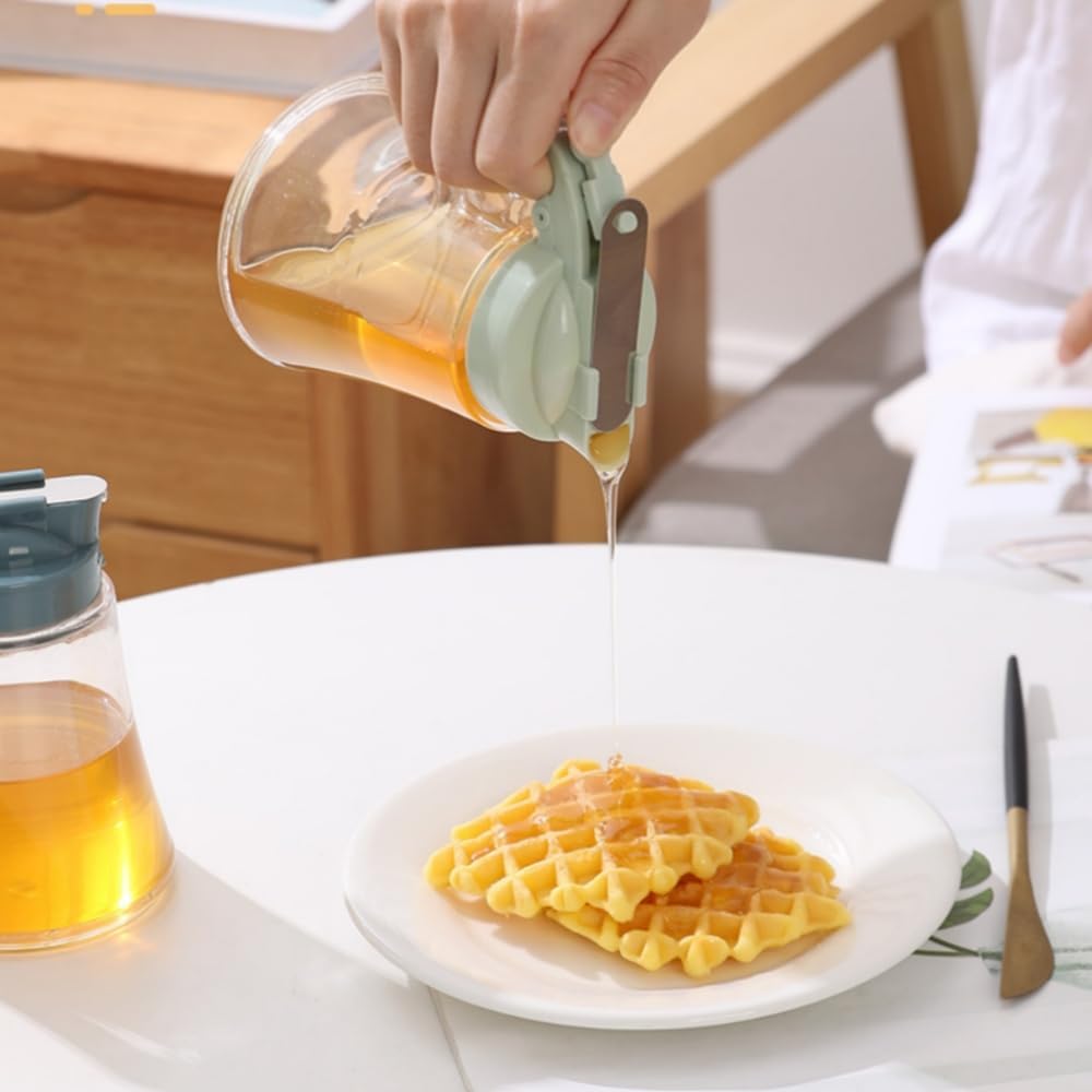 Honey Dispenser No Drip - Easy Squeeze Syrup Dispenser Bottle for Efficient Serving,  Honey Squeeze Jar for Kitchen &amp; Coffee Bar, Mess-Free Solution(250ml)