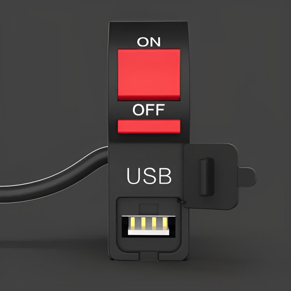 On/Off &amp; USB port 2 Amp 5 V universal switch for bike, Extra external on off button. extra lights switch
