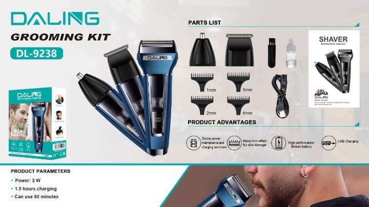 Daling 3 in 1 Multi-Function Purpose Intelligent Anti-Hairpin System Portable(DL-9238)