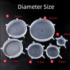6Pcs Kitchen Reusable Silicone Seal Lid, Universal Silicone Stretch Lids for Food Preservation, Vacuum Food Storage, Bowl Cover and Cookware Cover for Kitchen and Home