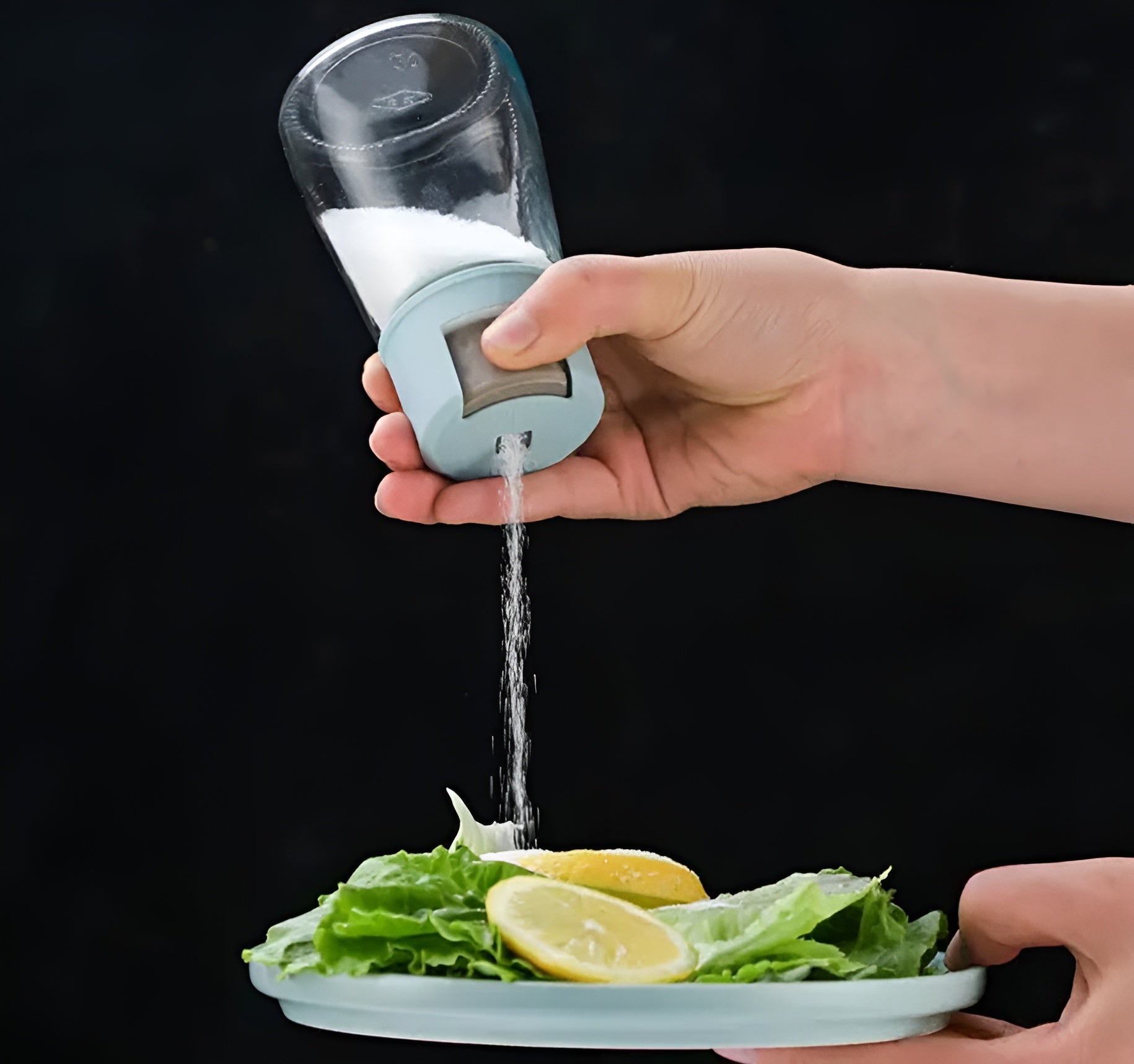 Sealed Seasoning quantitative Bottle salt pepper condiment Dispenser Glass Spice Jar | Salt Control Bottle Press - 180ml (random color)