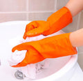 Silicone Washing Full Finger Gloves For Home &amp; Kitchen (Random Colors)
