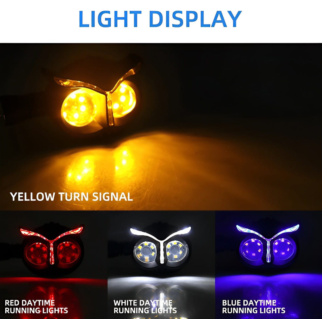 Pack of 2 pcs Owl Style Dual Color Motorcycle Driving Headlight, Turn Signals Light, Fog Lamp for all bikes (Random Color)