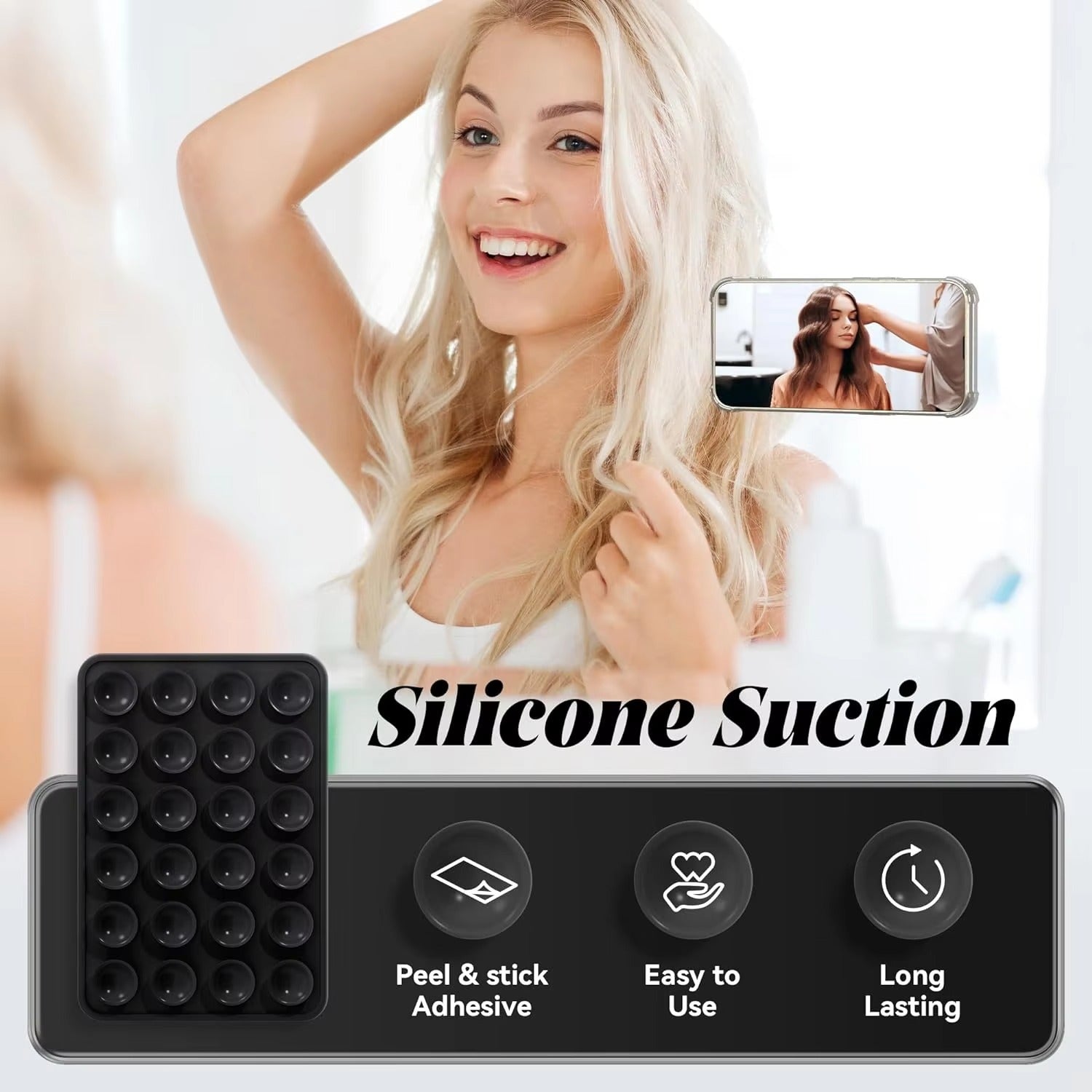 Mobile bubble Grip | Silicone Suction both side Bubble Grip Cup Phone Strong Grip Holder, Hands-Free use Mobile Phone Holder (Random color)