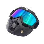 Motorcycle Goggles with Removable Full Face Mask Riding Glasses Dirt Bike ATV Motocross Detachable Eyewear (Random glass Shade)