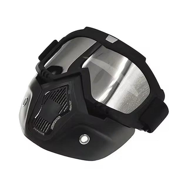 Motorcycle Goggles with Removable Full Face Mask Riding Glasses Dirt Bike ATV Motocross Detachable Eyewear (Random glass Shade)