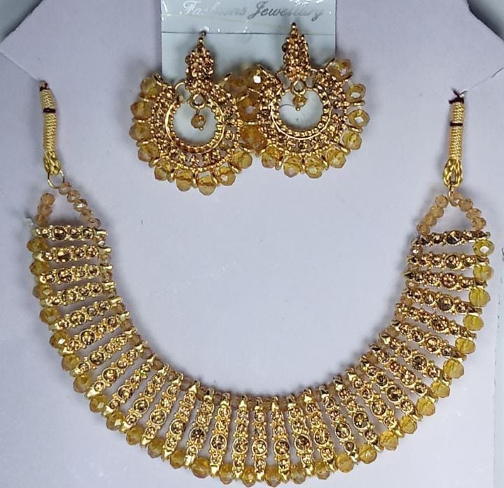 Colorful chowker neckless and  crystal round earrings  jewellery set for girls, womans