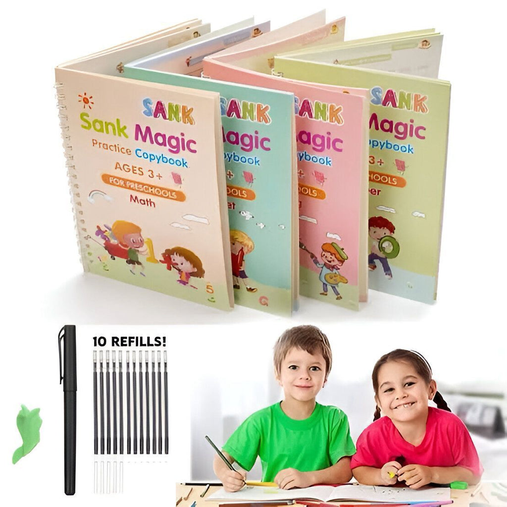 Sank Magic book Practice [Pack of 4] | Tracing Handwriting First Preschool Baby Learning Books for Kids
