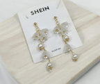 SHEIN elegant pearl and flower drop earrings for Women Girls