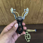 The Ultimate Slingshot Lot Imported Full Stainless Steel Body Laser Slingshot with Flat Rubber Band (Random design)