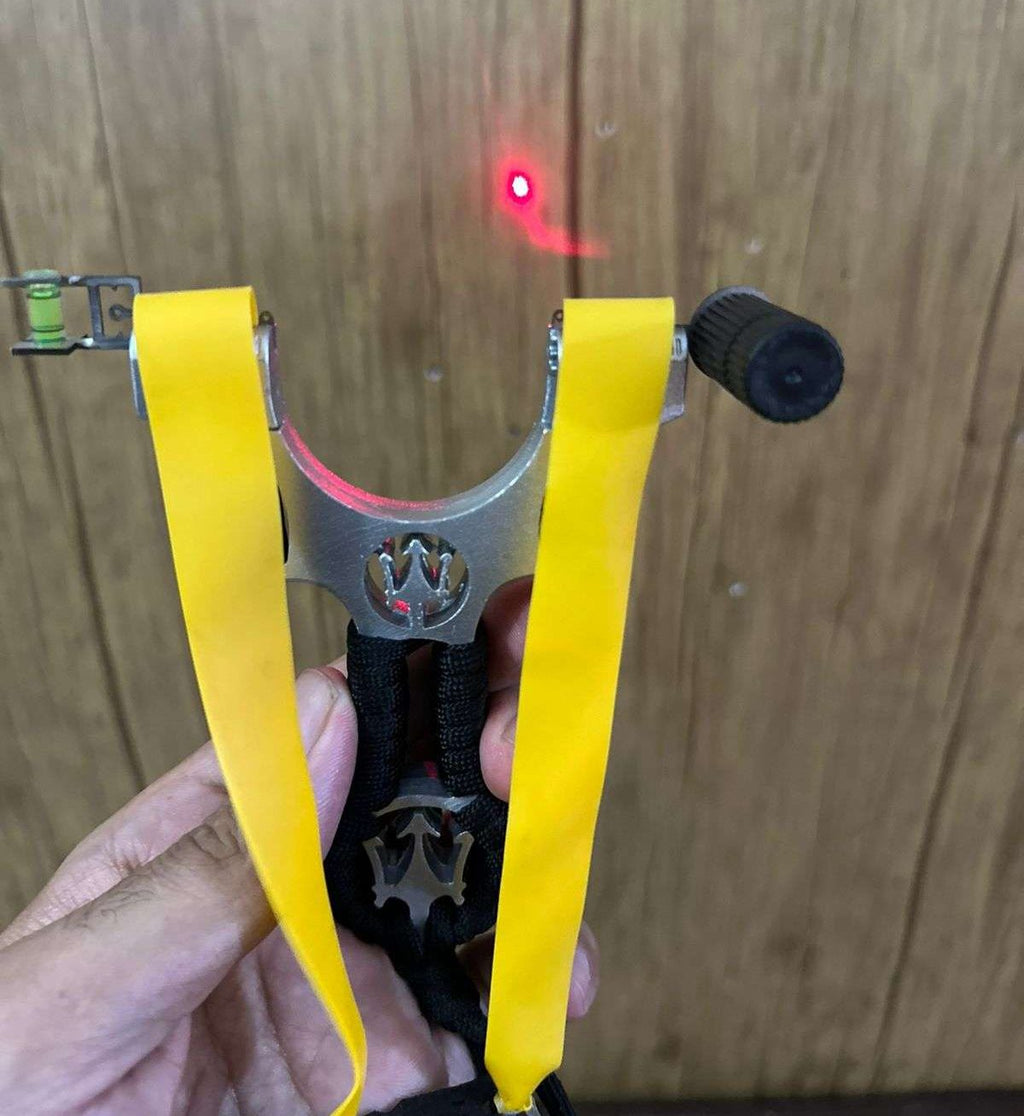 The Ultimate Slingshot Lot Imported Full Stainless Steel Body Laser Slingshot with Flat Rubber Band (Random design)