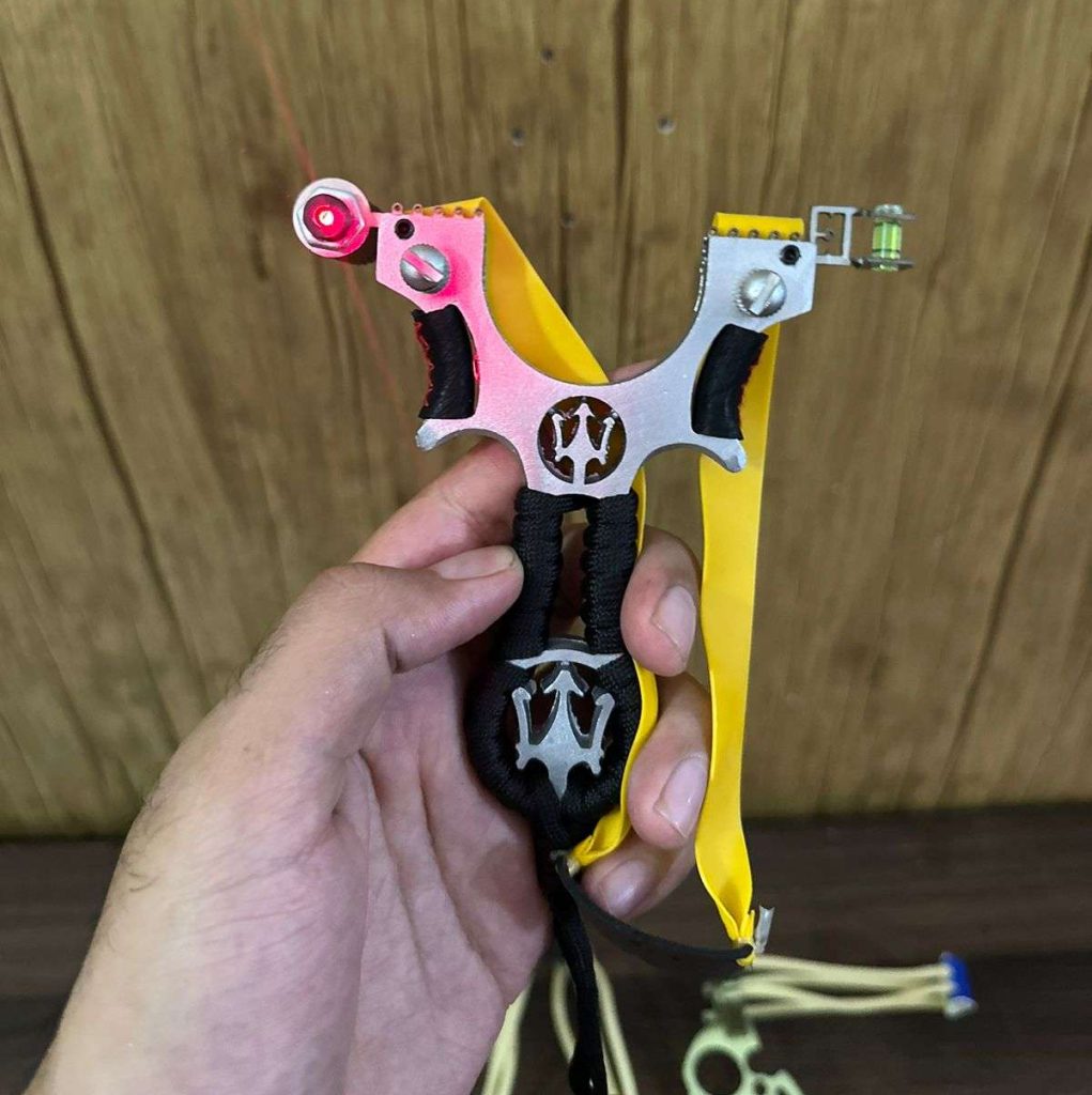 The Ultimate Slingshot Lot Imported Full Stainless Steel Body Laser Slingshot with Flat Rubber Band (Random design)