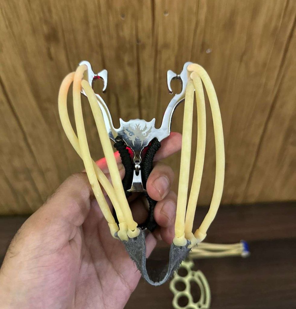 The Ultimate Slingshot Lot Imported Full Stainless Steel Body Laser Slingshot with Flat Rubber Band (Random design)