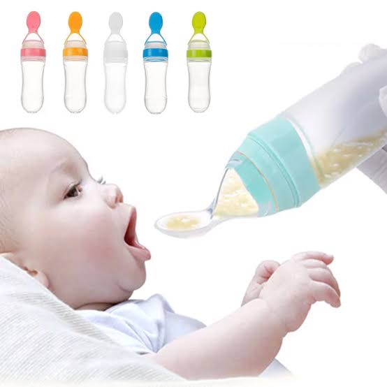 Silicone Bottle Feeding Baby Spoon Feeder (Random Color)