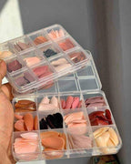 Artificial Nails 144 pcs With Nail Glue, Beautiful Fancy Fake Nails (Random color)