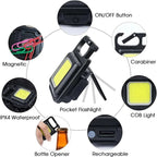 Rechargeable Key-Chain Mini Cob LED Flashlight | LED Flashlight Key-Chain With Bottle Opener ( Black Color )
