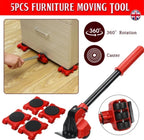 (5 in 1) Heavy Furniture Move Tool Transport Lifter Shifter Moving Kit Slider Remover Rolling Wheel Corner Mover Set