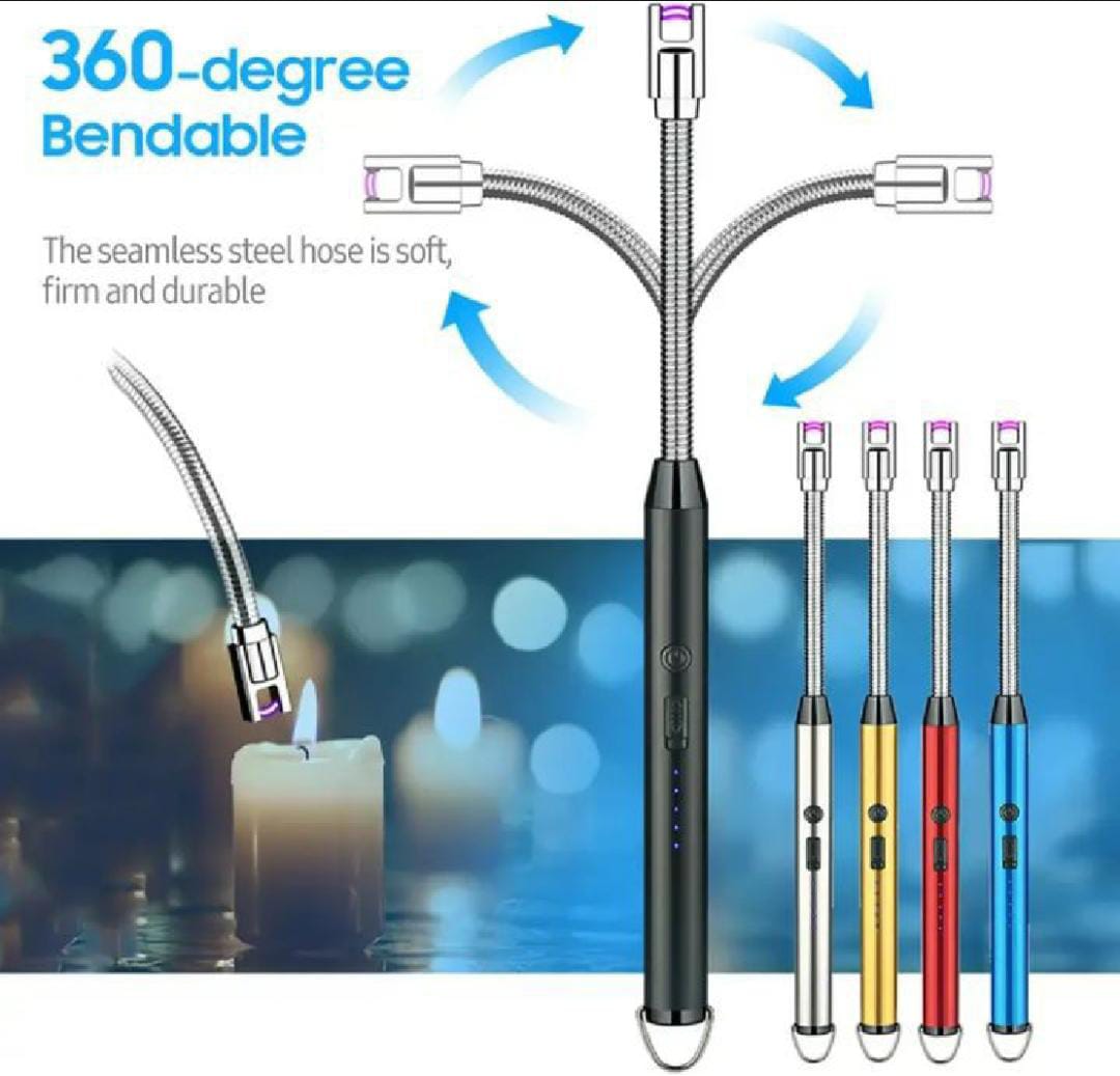 Arc Lighter With Usb Charging | Flameless Windproof | LED Battery Display | Safety Switch | Rotate 360 Degrees (random colors)