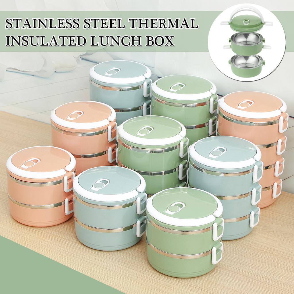 Multi-Layer Heat Preservation Stainless Steel Leakproof Lunch Box Food Container(random color)