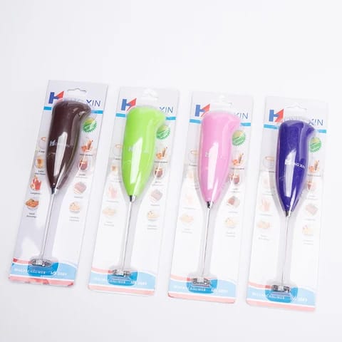 Electric Egg Beater Milk Drink Coffee Whisk Mixer Foamer Mini Handle Stirrer Practical Cooking Tool Kitchen Cell Operated (Mix/Random Color)