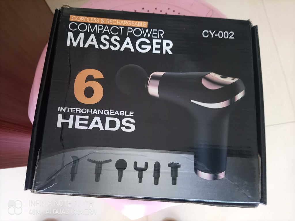 Compact Power Massager Gun with 6 Interchangable heads CY-002