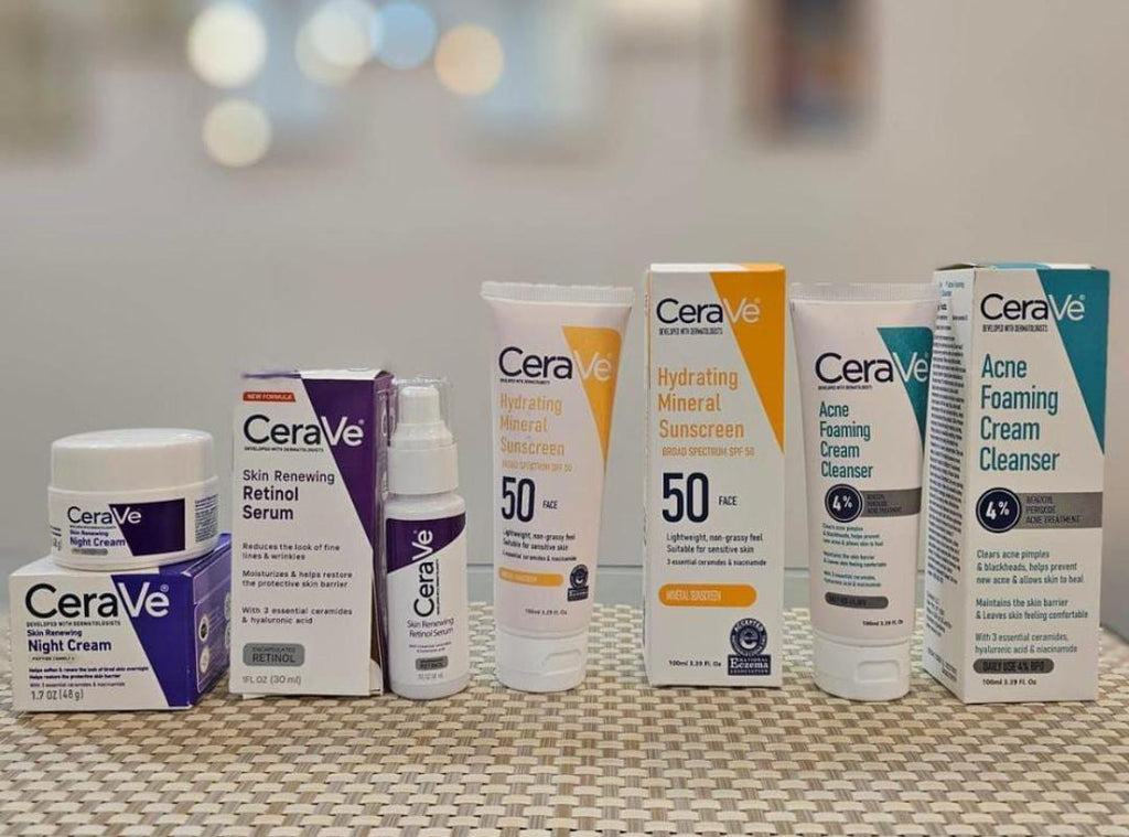 CeraVe 4 in 1 Skincare Kit Night Cream, Sunblock, Cleanser &amp; Serum for Radiant Skin