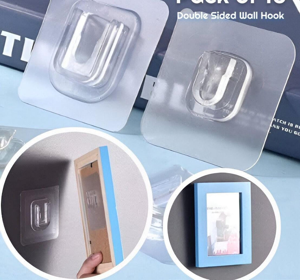 (pack of 10 ) Double Sided Self Adhesive Wall Hooks