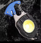 Multifunction Keychain COB Work Lights Strong Magnet Mini Torch with Cigarette Lighter Screwdriver USB Rechargeable Flashlight (Random color)