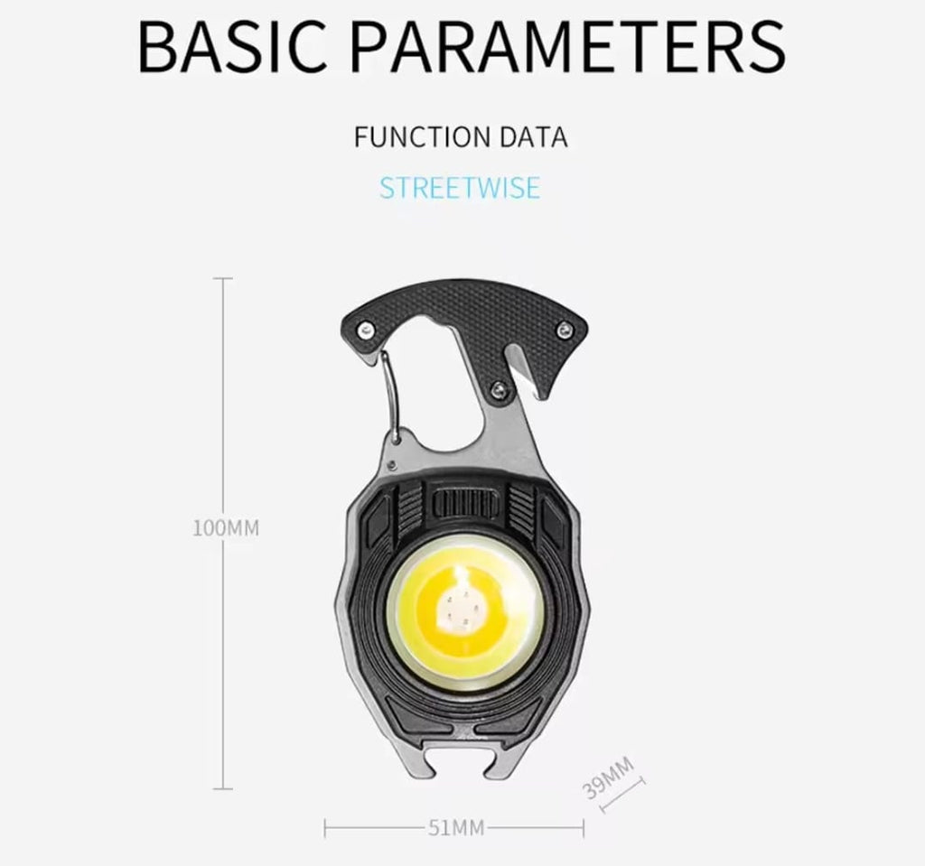 Multifunction Keychain COB Work Lights Strong Magnet Mini Torch with Cigarette Lighter Screwdriver USB Rechargeable Flashlight (Random color)
