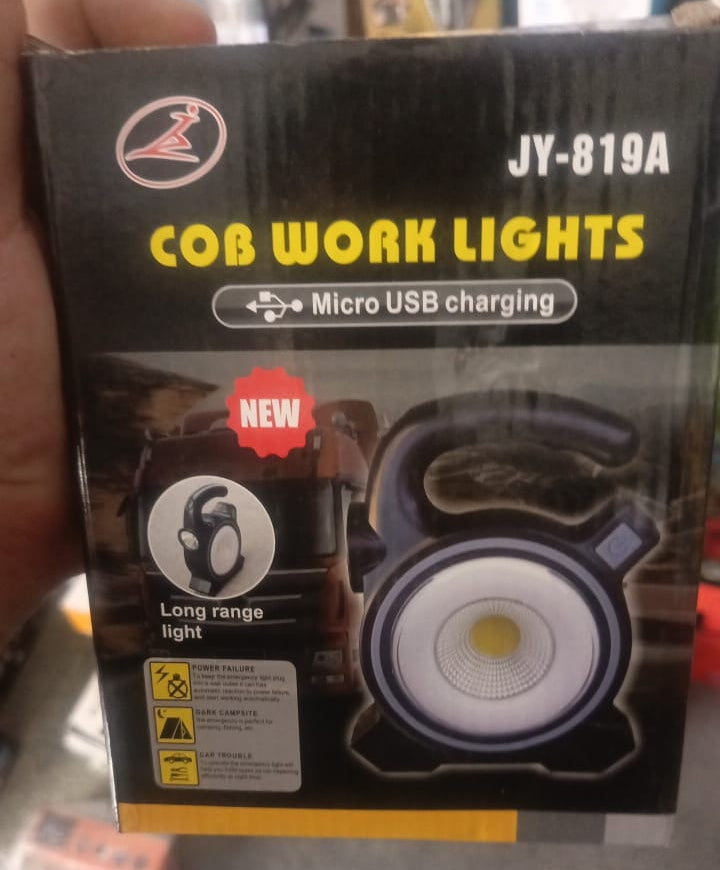 JY-819A 10W Solar Rechargeable White Light COB LED Work Light, Handheld Camping Lamp with Solar Panel