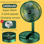 Rechargeable - Portable Telescopic Folding Fan Table Desk Fan | 3 Speeds Adjustable height Fan (Random color)