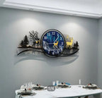 forest figure Deer  3d wood Wall clock blue jungle with light  Fancy Clocks for Bedroom and Drawing Room(with light)