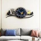 forest figure Deer  3d wood Wall clock blue jungle with light  Fancy Clocks for Bedroom and Drawing Room(with light)