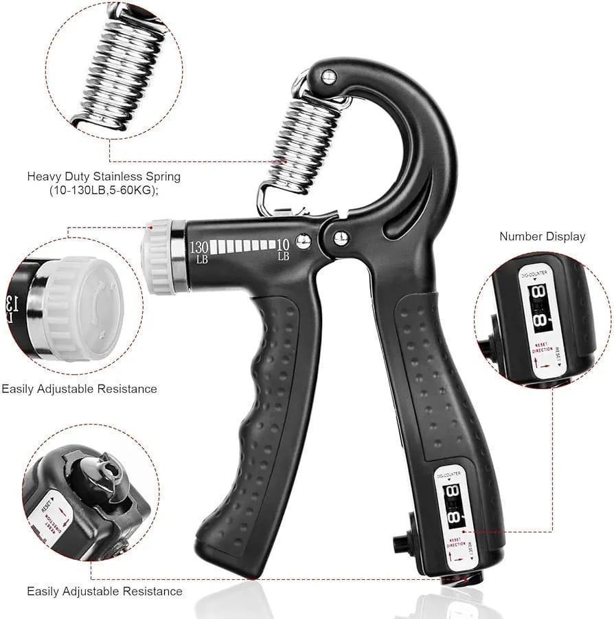 Hand Grip Strengthener Adjustable Resistance Wrist Strengthener Forearm Gripper Hand Workout Strength Trainer with counter (Random colour)