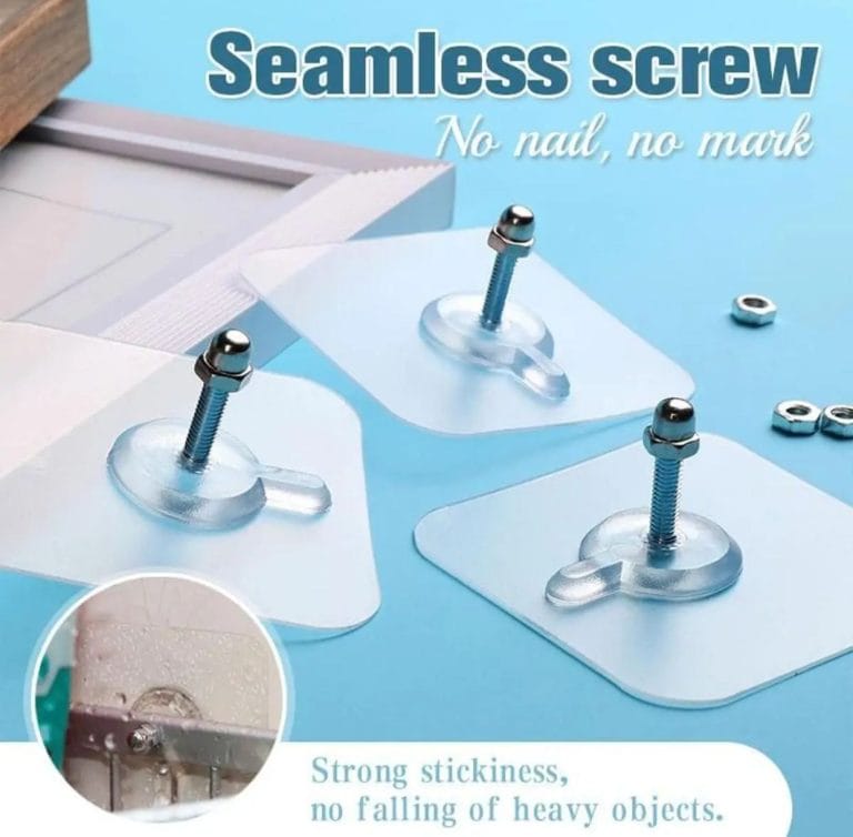 10-Pcs Self-Adhesive Wall Screws and Hanging Nails – Heavy-Duty Adhesive Wall Mount Hooks for Home and Office Use – No Drilling, Easy Installation for Hanging Frames, Keys, Towels, and More
