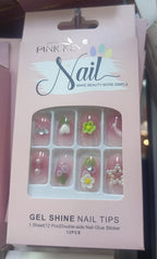 Pink Key STONES WORK NAILS Nails - Party, Wedding Nails (Random Design &amp; Color)