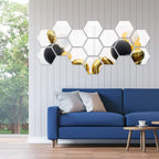 (pack of 12)  3d acrylic Hexagon Simple Mirror-Surface Geometric DIY Art Mural for Home Decoration Wall