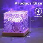 Dynamic Rotating Water Ripple Night Light 3 Colors Flame Crystal Lamp for Living Room Study Bedroom (with remote Attached USB cable)