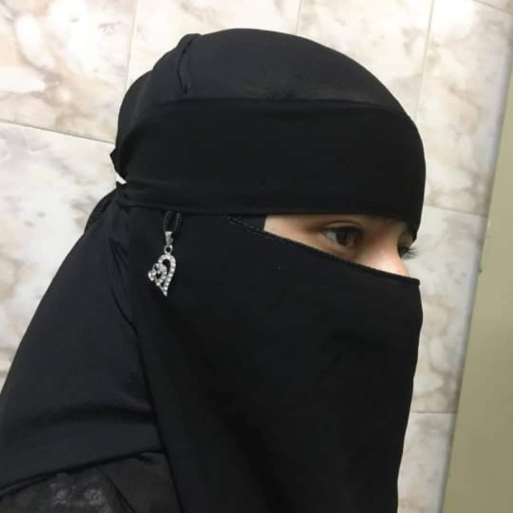 Chiffon Saudi Locket Niqab – Premium A1 Quality Black Face Veil (Black) (Random Locket )
