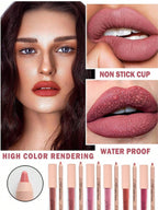 HUDAMOJI Ultra Matte Finish Lip Gloss And Lip Liner Lip Contour Set