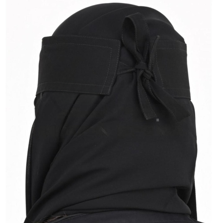 Chiffon Saudi Locket Niqab – Premium A1 Quality Black Face Veil (Black) (Random Locket )