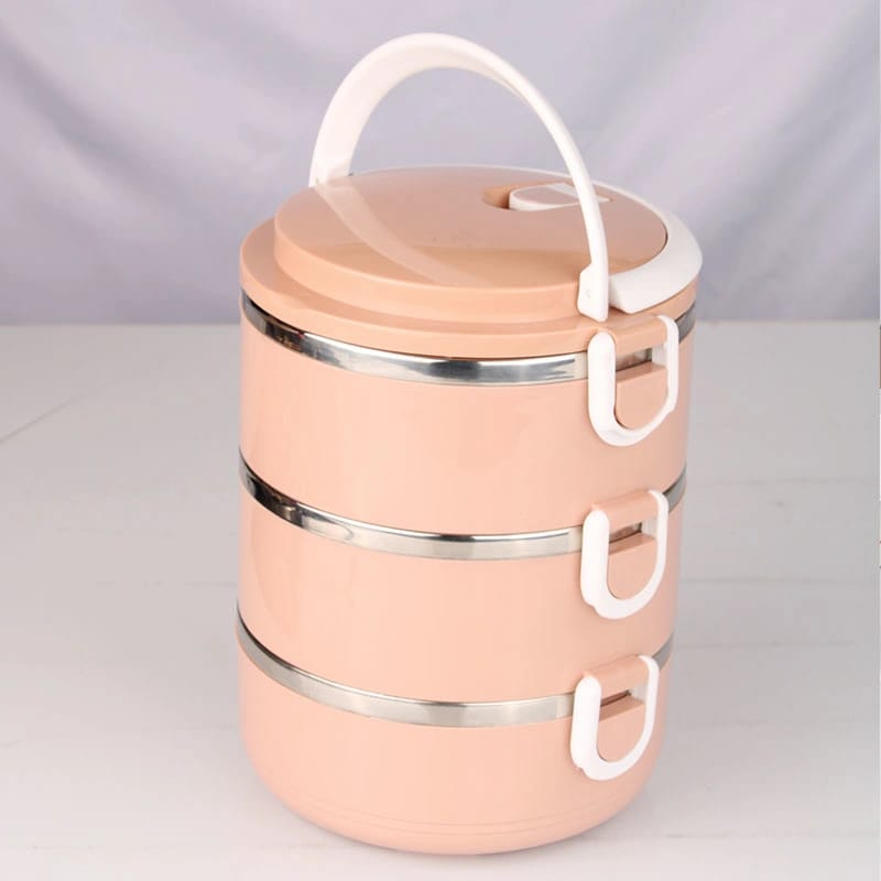 Multi-Layer Heat Preservation Stainless Steel Leakproof Lunch Box Food Container(random color)