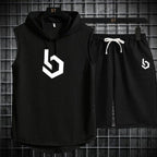 Firangi| Sign gym Summer Sleeveless Hooded Tracksuit For Men's (Tshirt + Shorts )