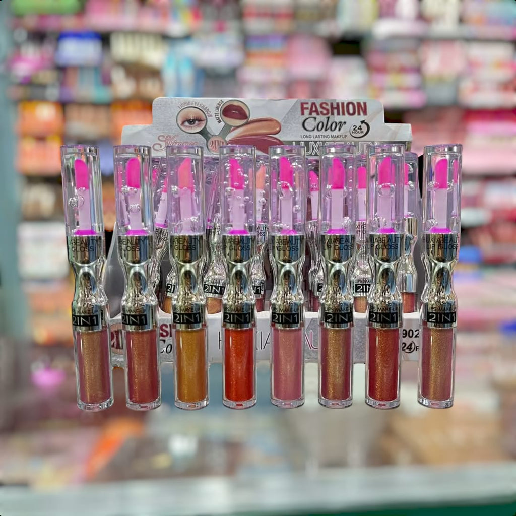 2 in 1 Hydrating Lipgloss + Lip Oil (random color) pack of 2 