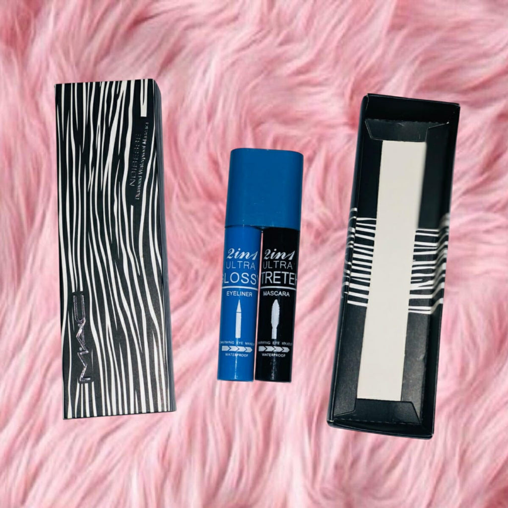 2 in 1 Waterproof Eye Lashes Mascara and Eyeliner with More Volume, Deep Black, Creamy Texture